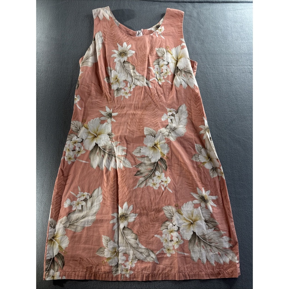 Pacific Legend 100% Cotton Floral Hawaiian Print Dress Made in Hawaii Knee Lngth